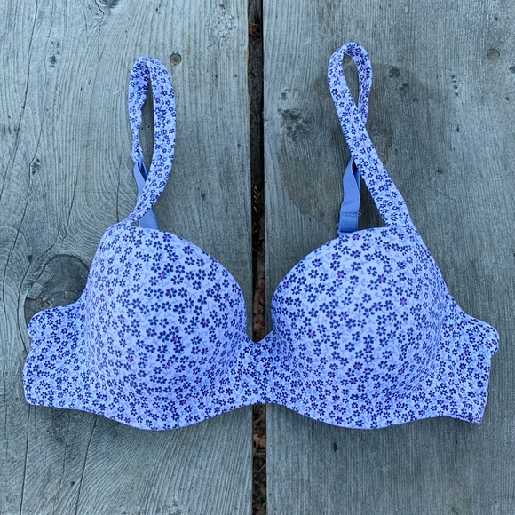 Barely There lightly lined baby blue floral print structured shelf bra - Picture 1 of 6